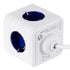 GloboStar® TRAVEL PowerCube PRO Certified 79646 Πολύπριζο 5 Θέσεων με 1.5m Kαλώδιο - 5 Πρίζες Ασφαλείας Childproof EU Schuko AC 220-240V Μ7.5 x Π11.5 x Υ7.5 - Λευκό με Μπλε - Max Load 3680W/16A - ledmania.gr