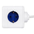 GloboStar® TRAVEL PowerCube PRO Certified 79646 Πολύπριζο 5 Θέσεων με 1.5m Kαλώδιο - 5 Πρίζες Ασφαλείας Childproof EU Schuko AC 220-240V Μ7.5 x Π11.5 x Υ7.5 - Λευκό με Μπλε - Max Load 3680W/16A - ledmania.gr