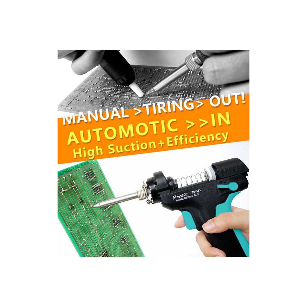 GloboStar® 79994 Proskit SS-331H Desoldering Station - Επαγγελματικός Σταθμός Αποκόλλησης Ρεύματος 140W AC 220-240V με Ρύθμιση Θερμοκρασίας 160°C έως 480°C Μ13 x Π18.5 x Υ16cm - ledmania.gr