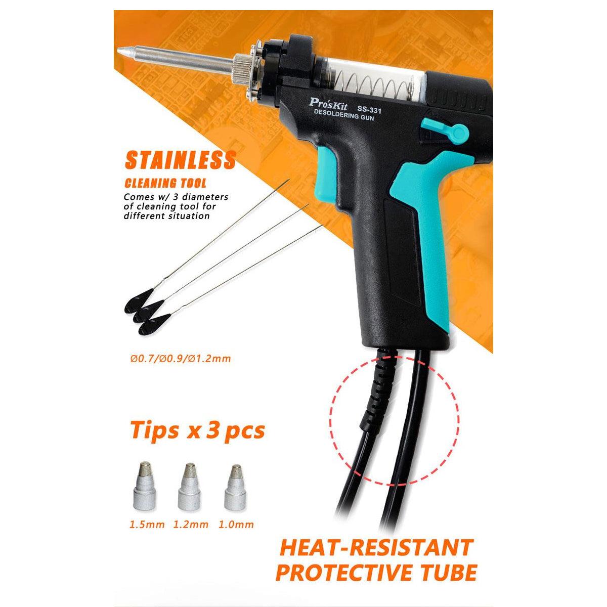 GloboStar® 79994 Proskit SS-331H Desoldering Station - Επαγγελματικός Σταθμός Αποκόλλησης Ρεύματος 140W AC 220-240V με Ρύθμιση Θερμοκρασίας 160°C έως 480°C Μ13 x Π18.5 x Υ16cm - ledmania.gr