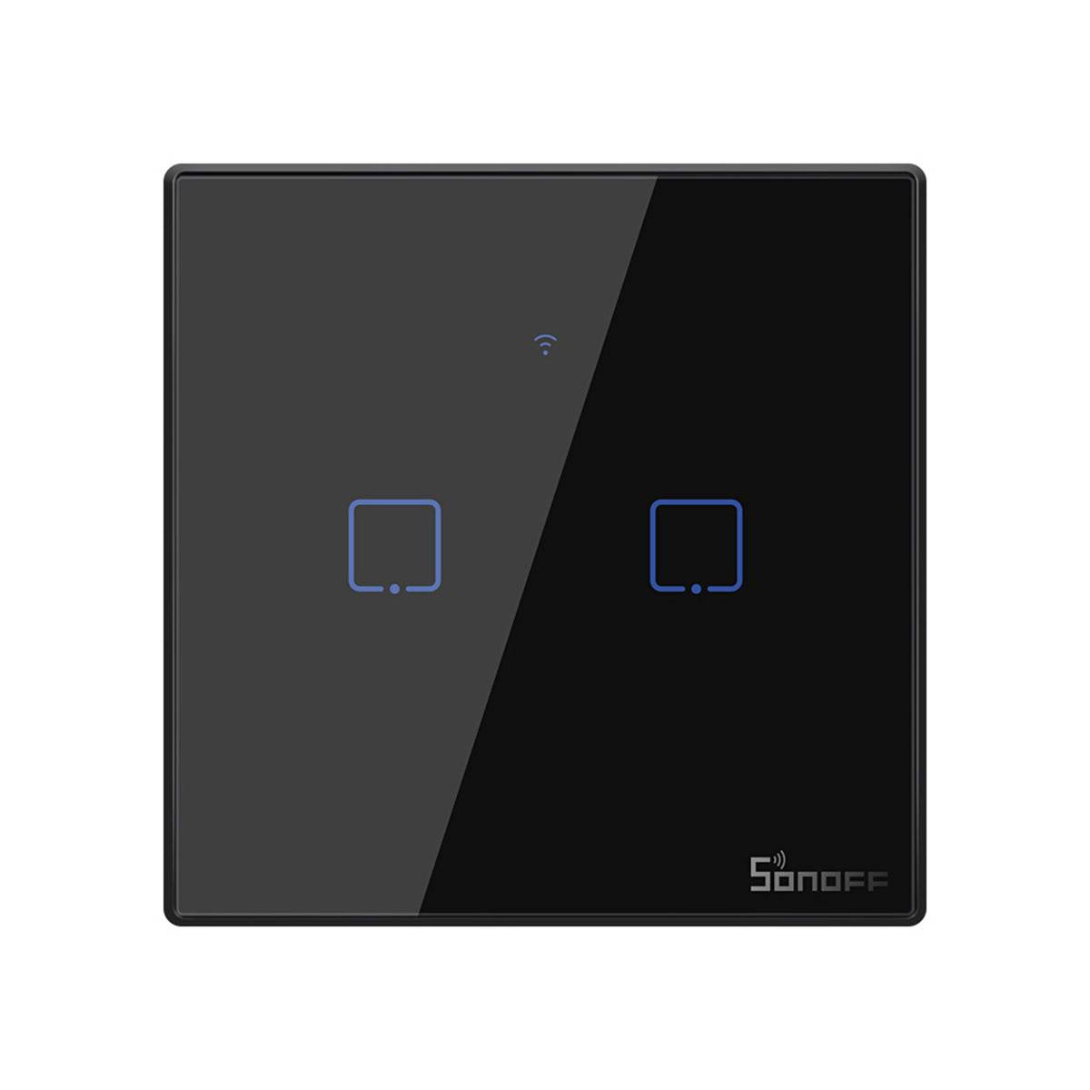 GloboStar® 80019 SONOFF T3EU2C-TX-EU-R2 - Wi-Fi Smart Wall Touch Button Switch 2 Way TX GR Series - ledmania.gr