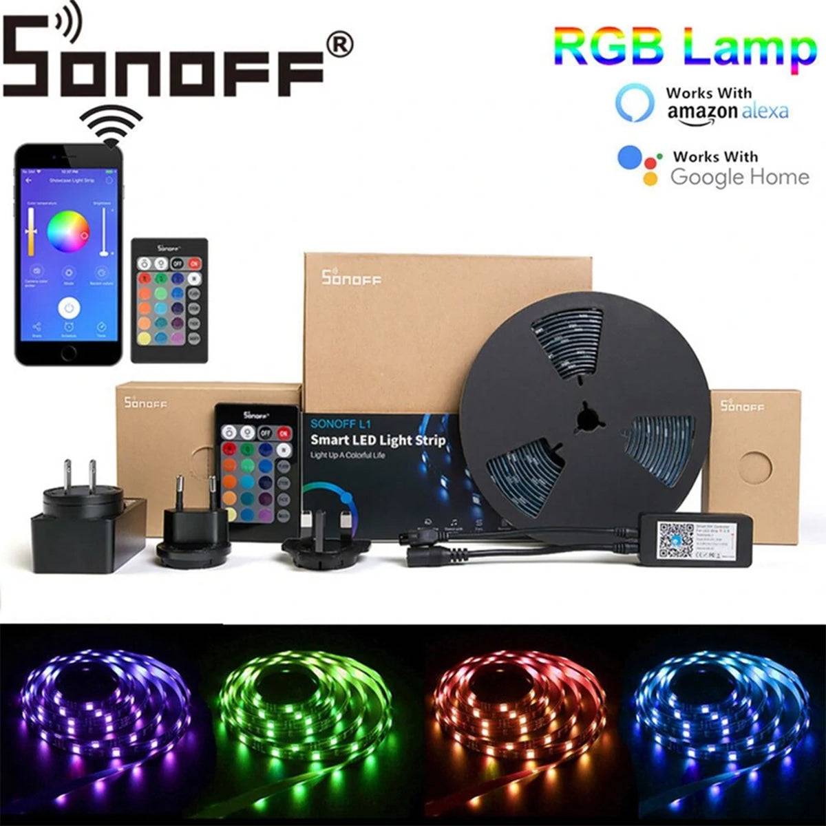 GloboStar® 80024 SONOFF L1-5M-EU-GR-R2 - Wi-Fi Smart RGB LED Light Strip SET 5M Waterproof IP65 - ledmania.gr