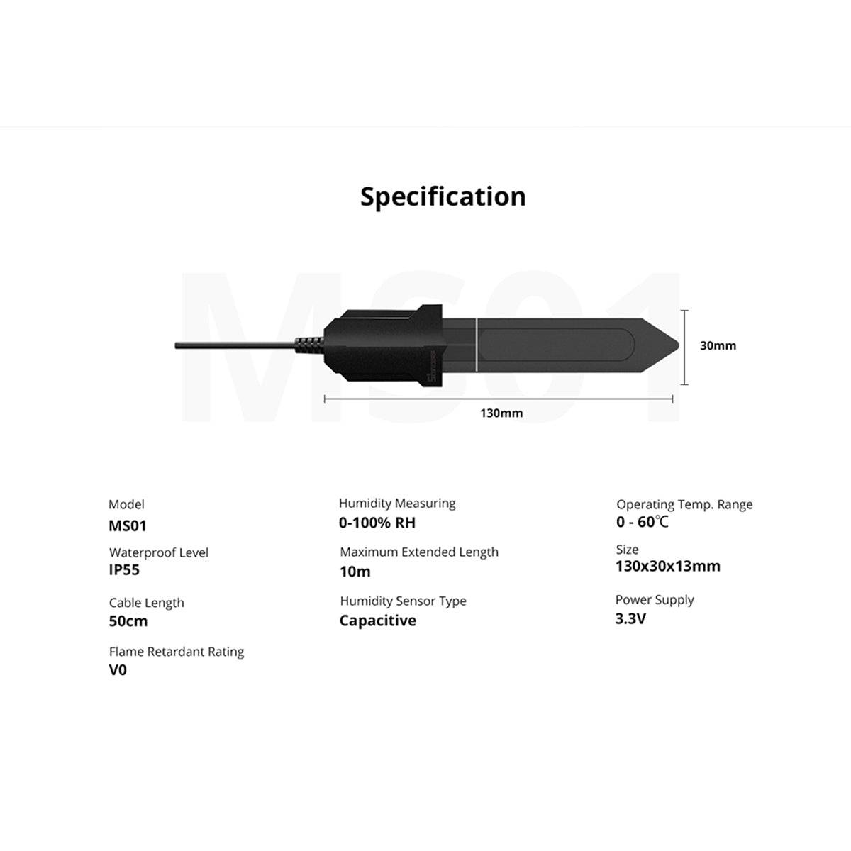 GloboStar® 80059 SONOFF MS01 - Smart Soil Moisture Sensor TH Sensor for TH10 & TH16 Models - ledmania.gr