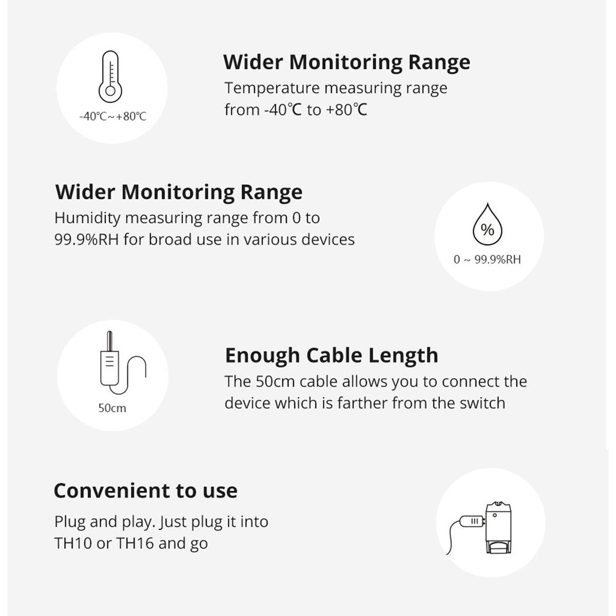 GloboStar® 80063 SONOFF AM2301 - Smart Temperature & Humidity TH Sensor for TH10 & TH16 Models - ledmania.gr