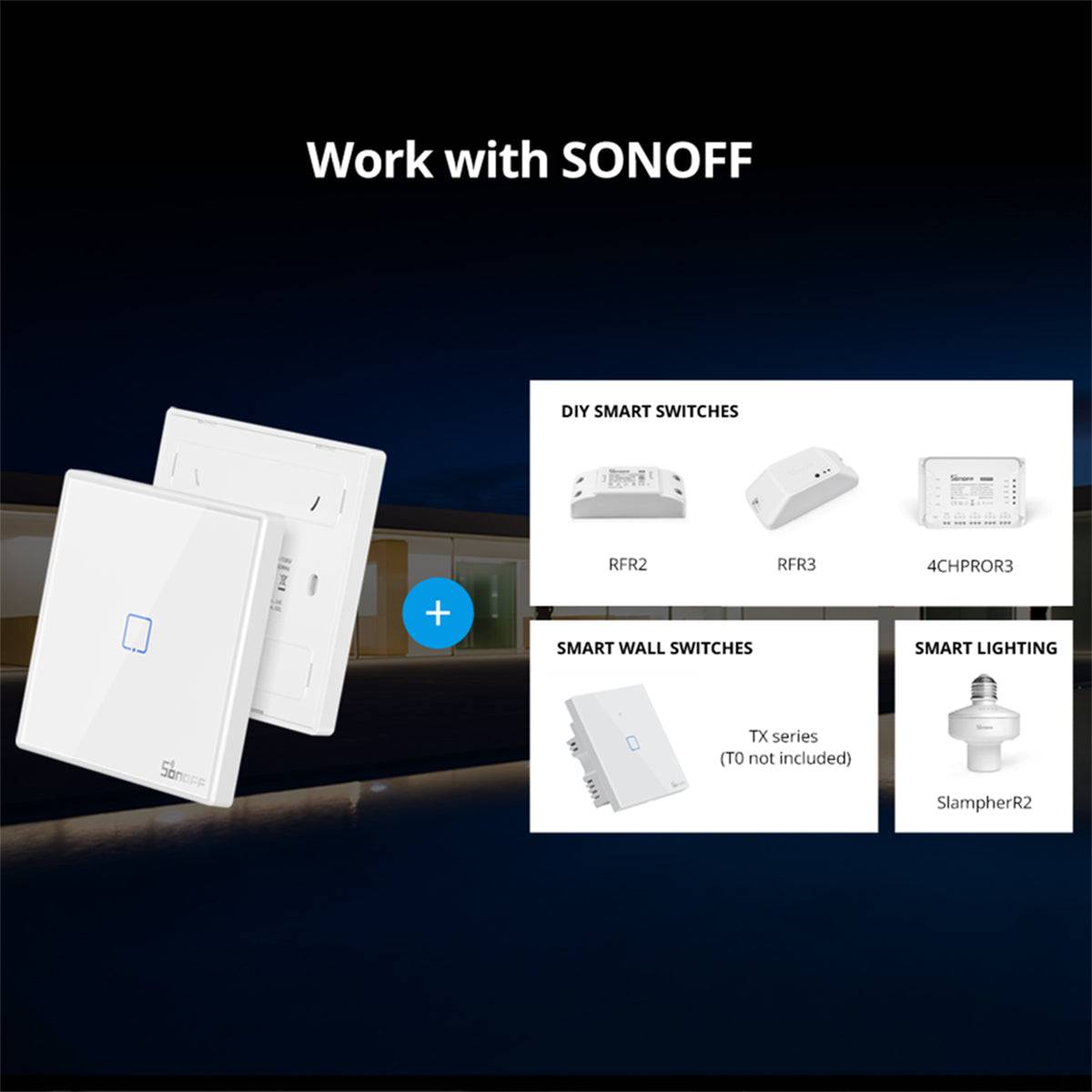 GloboStar® 80067 SONOFF T2EU3C-RF - 433MHz Wireless Smart Wall Touch Button Switch 3 Way - RF Series - ledmania.gr