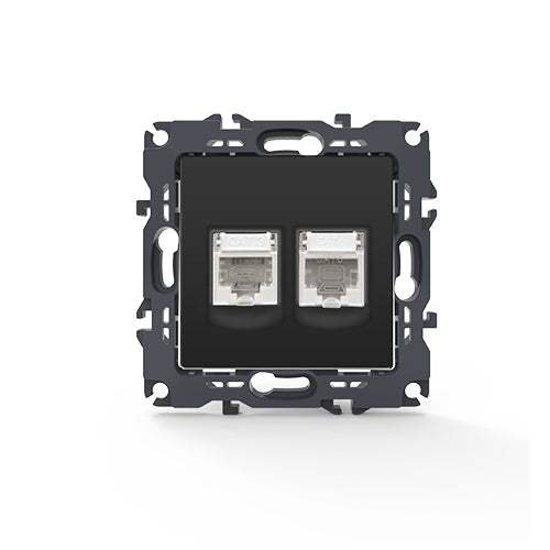 PRIME ΠΡΙΖΑ ΤΗΛΕΦΩΝΟΥ 1xRJ11 CAT3 IP20 & ΠΡΙΖΑ ΔΙΚΤΥΟΥ 1xRJ45 CAT6 UTP IP20 MAT ΑΝΘΡΑΚΙ - ledmania.gr