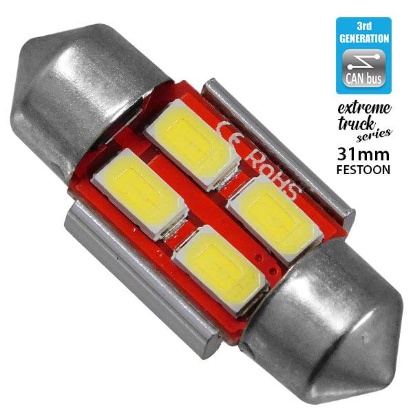 Σωληνωτός LED Extreme Truck Series Can-Bus 3ης Γενιάς 31mm 3w 24V Ψυχρό Λευκό 6000k GloboStar 81341 - ledmania.gr