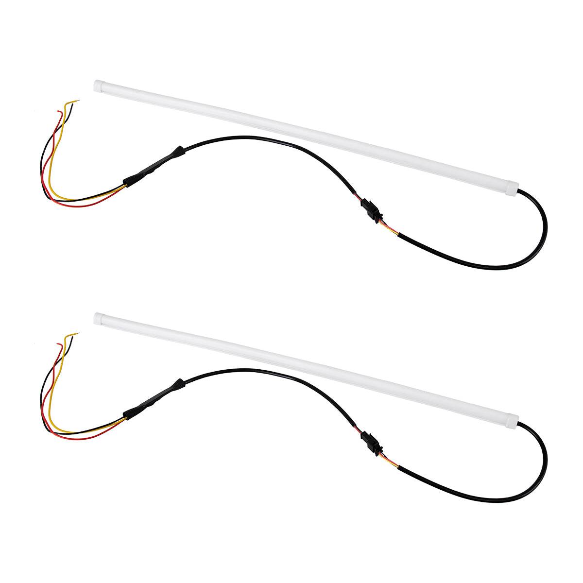 GloboStar® 81725 Σετ 2 ΕΛΑΣΤΙΚΑ - FLEXIBLE DRL + FLASH TURN LIGHT LED CREE COB 60cm 12W 1800lm 360° DC 12V Αδιάβροχα IP65 Πορτοκαλί - Ψυχρό Λευκό 6000K - ledmania.gr