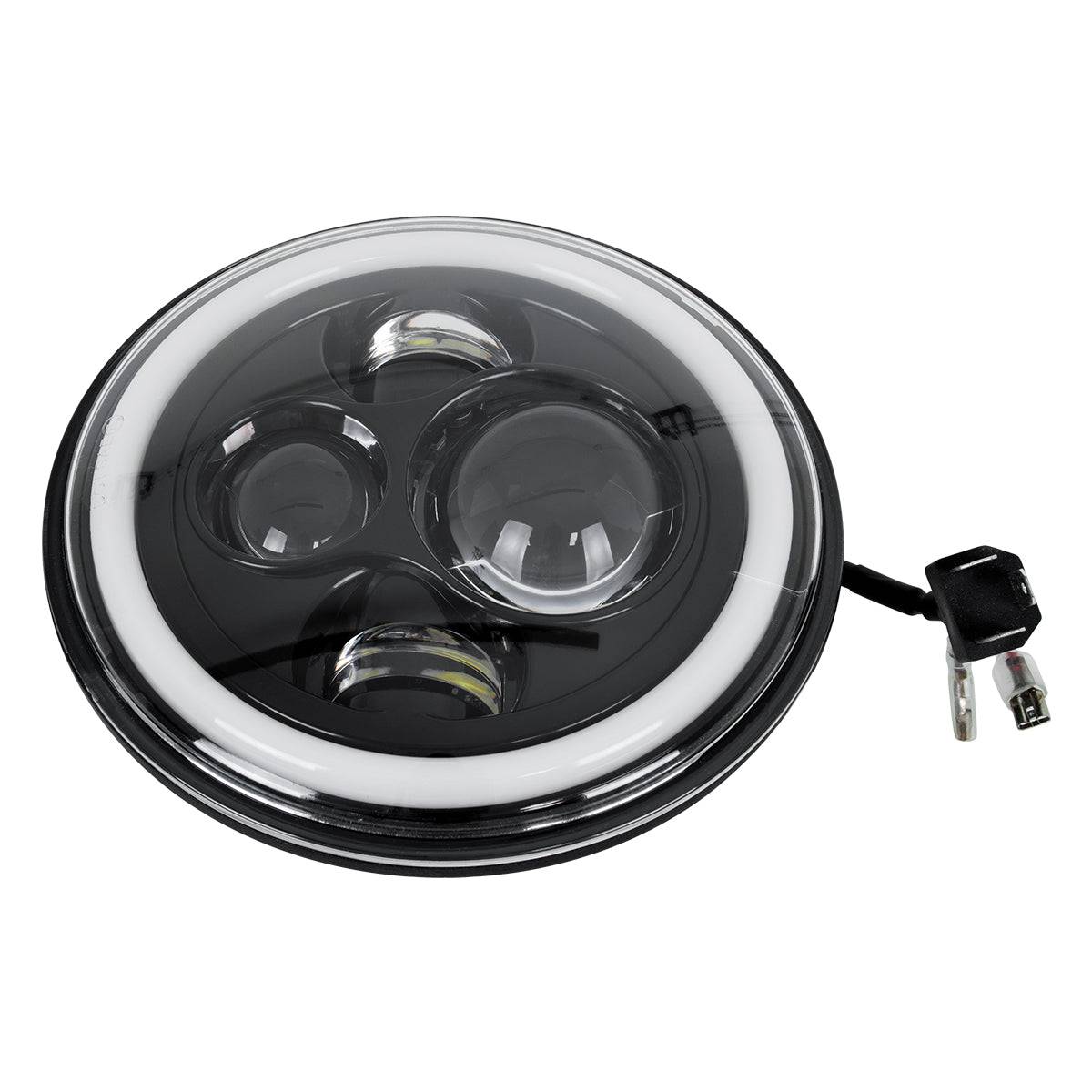 GloboStar® 85417 Σετ 2 x Φανάρια JEEP WRANGLER 7'' Ιντσών Βασικού Φωτισμού H/L με Ring Light DRL & Φλας LED CREE CXB COB 160W 12000lm DC 12V Αδιάβροχα IP66 Πορτοκαλί & Ψυχρό Λευκό 6000K - ledmania.gr