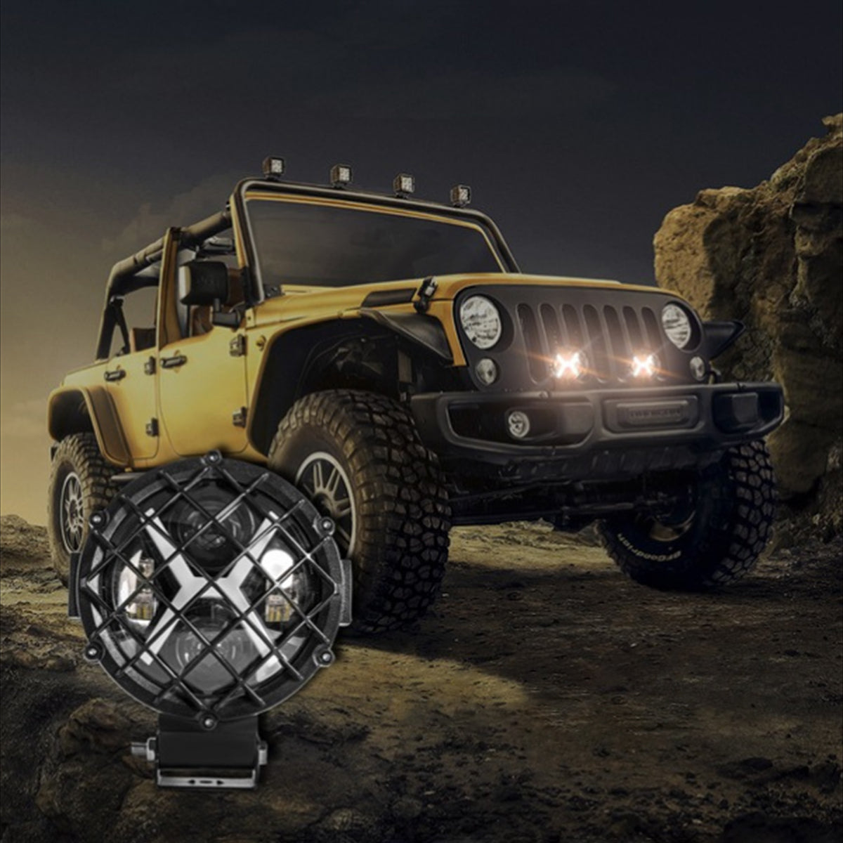 GloboStar® 85438 Vehicle & JEEP Work Lights - Φώτα Εργασίας για Οχήματα και JEEP με X Light DRL & Φλας LED High Power 45W DC 9-36V Αδιάβροχo IP68 Πορτοκαλί & Ψυχρό Λευκό 6000K M17 x Π8 x Υ21cm