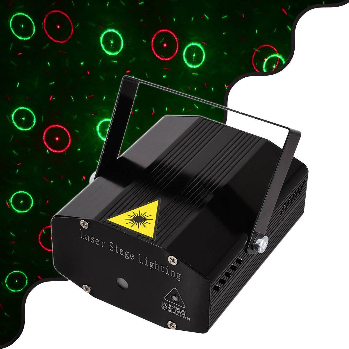GloboStar® 85819 Διακοσμητικό Φωτιστικό Ειδικών Εφέ CIRCLES DOT 3D LASER 30W AC 230V - με Διακόπτη On/Off - Sound Activated - Πρίζα Schuko IP20 Κόκκινο & Πράσινο - ledmania.gr