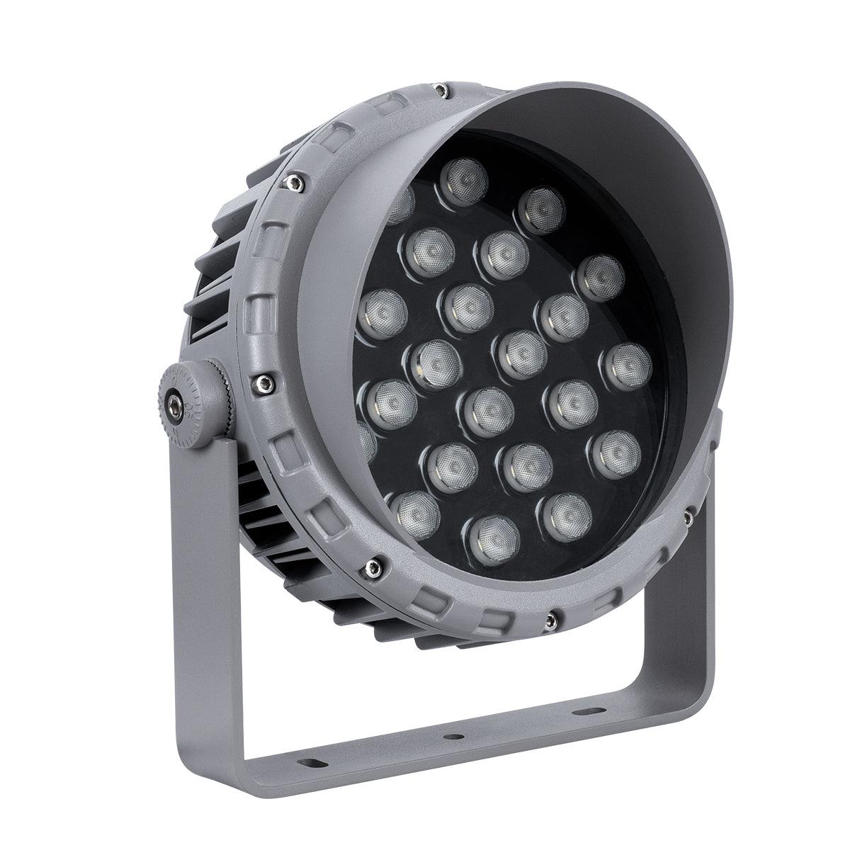 GloboStar® FLOOD-MENA 90644 Προβολέας Wall Washer για Φωτισμό Κτιρίων LED 24W 2640lm 30° AC 220-240V Αδιάβροχο IP65 Φ23 x Υ18cm Θερμό Λευκό 3000K - Ασημί - 3 Years Warranty - ledmania.gr