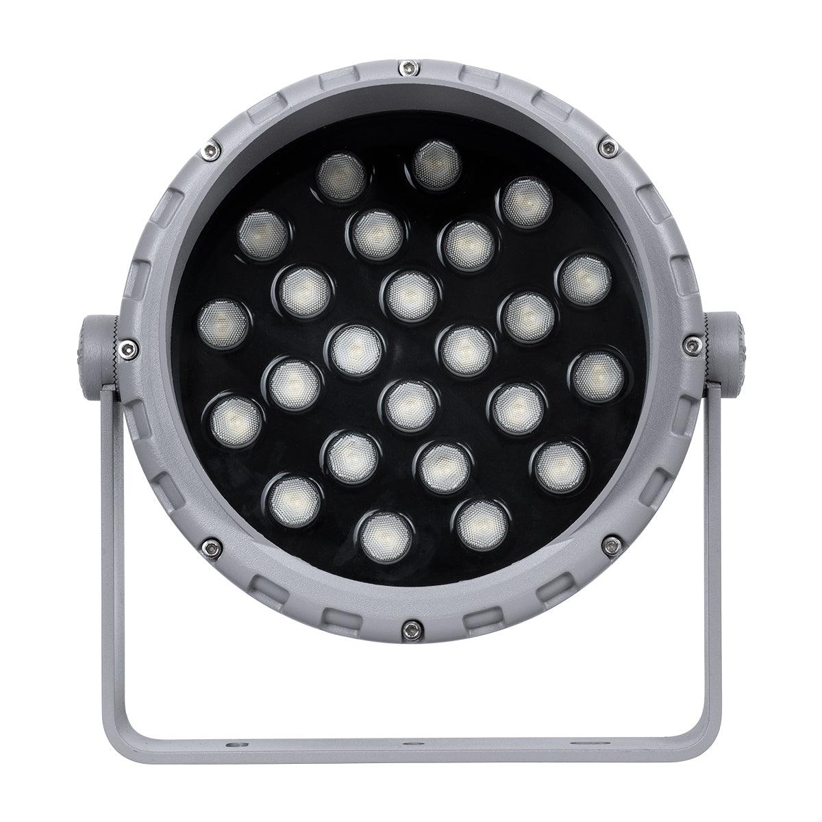 GloboStar® FLOOD-MENA 90644 Προβολέας Wall Washer για Φωτισμό Κτιρίων LED 24W 2640lm 30° AC 220-240V Αδιάβροχο IP65 Φ23 x Υ18cm Θερμό Λευκό 3000K - Ασημί - 3 Years Warranty - ledmania.gr