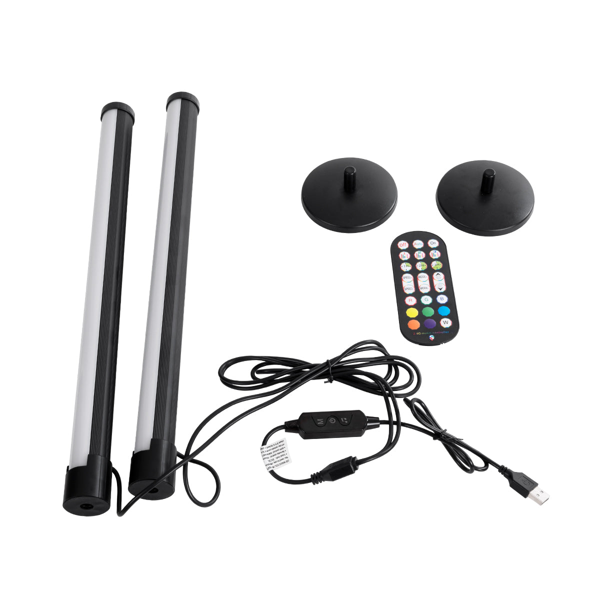 GloboStar® DIGICOLUMN 90760 Σετ 2 Μοντέρνα Επιτραπέζια Φωτιστικά Γραφείου Symphoney Bars LED 16W 1280lm 180° DC 5V με USB 2.0 IP20 - Εναλλαγή Φωτισμού μέσω Τηλεχειριστηρίου - Πολύχρωμα RGB - Dimmable - Μαύρο - Φ3 x Υ45cm - Συσκευασία 2 Τεμαχίων - 2 Χρό... - ledmania.gr