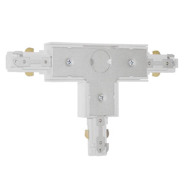 Διφασικός Connector 3 Καλωδίων Συνδεσμολογίας Ταφ (Τ) για Λευκή Ράγα Οροφής GloboStar 93131 - ledmania.gr