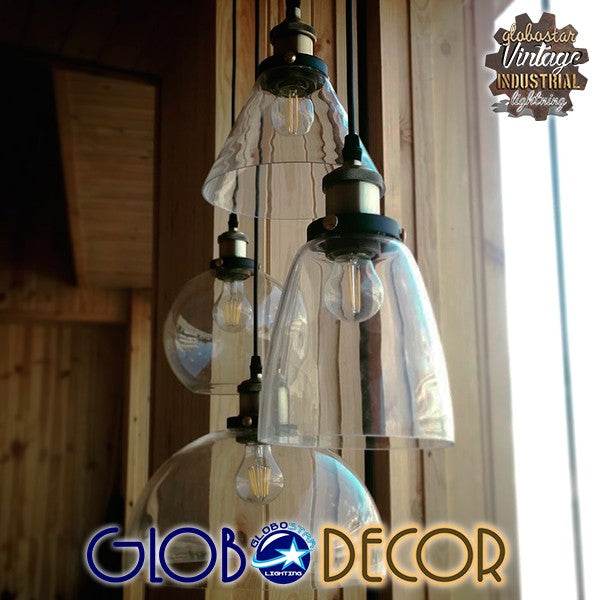 GloboStar® WICKHAM 01168 Vintage Κρεμαστό Φωτιστικό Οροφής Μονόφωτο Γυάλινο Καμπάνα Φ14 x Y23cm - ledmania.gr
