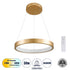 GloboStar® NEMESIS 61157 Κρεμαστό Φωτιστικό Δαχτυλίδι-Κύκλος LED CCT 30W 3513lm 360° AC 220-240V - Εναλλαγή Φωτισμού μέσω Τηλεχειριστηρίου All In One Ψυχρό 6000k+Φυσικό 4500k+Θερμό 2700k Dimmable Φ40cm - Χρυσό Βούρτσας - 3 Years Warranty - ledmania.gr