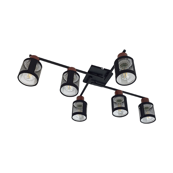 DELIA CEILING LAMP 6XE27 BLACK-τεμ.1 - ledmania.gr