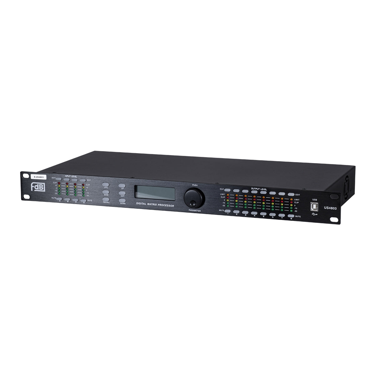 GloboStar® FDB US4803 98021 Audio Processor - Επαγγελματικός Επεξεργαστής Ήχου 4in & 8out - 32-bit DSP SHARC Processor - Frequency Response 20Hz-20Khz DR115DBu - AC 220V/50-60Hz - IP20 - Μαύρο - Μ48.2 x Π20.5 x Υ4.4cm