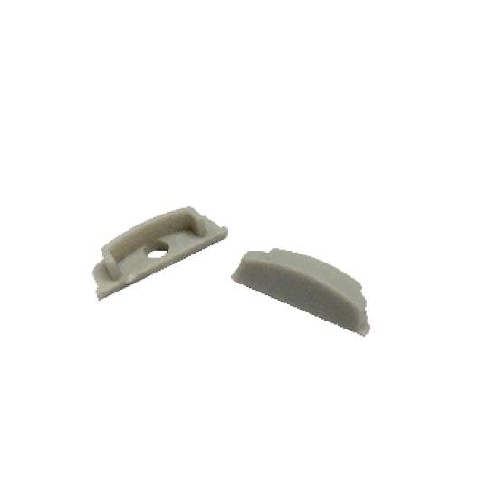 SET OF GREY PLASTIC END CAPS FOR P114N, 1 WITHOUT HOLE & 1 WITH HOLE - ledmania.gr