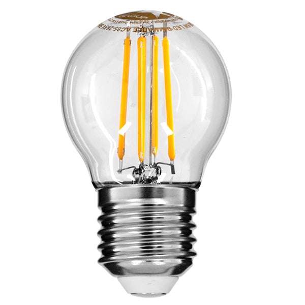 GloboStar® 99005 Λάμπα E27 G45 Γλομπάκι LED LONG FILAMENT 6W 660 lm 320° AC 85-265V Edison Retro με Διάφανο Γυαλί Θερμό Λευκό 2700 K Dimmable - ledmania.gr