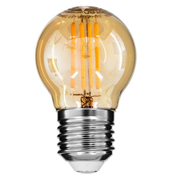 GloboStar® 99034 Λάμπα E27 G45 Γλομπάκι LED FILAMENT 4W 420 lm 320° AC 85-265V Edison Retro με Μελί Γυαλί Ultra Θερμό Λευκό 2200 K Dimmable - ledmania.gr