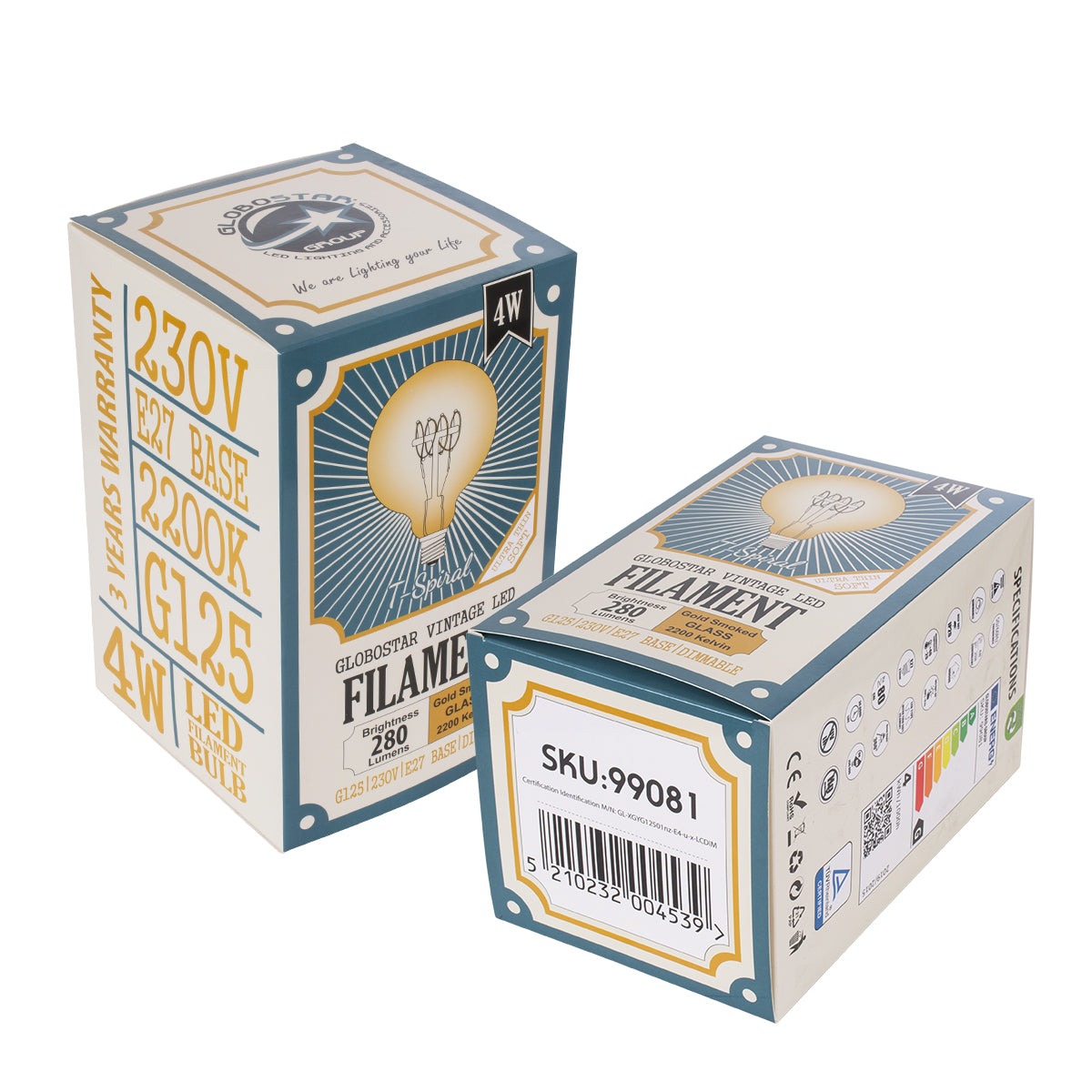 GloboStar® 99081 Λάμπα LED Ultra Thin Soft S Spiral Filament E27 G125 Γλόμπος 4W 280lm 360° AC 220-240V IP20 Φ12.5 x Υ18cm Ultra Θερμό Λευκό 2200K με Μελί Γυαλί - Dimmable - 3 Years Warranty