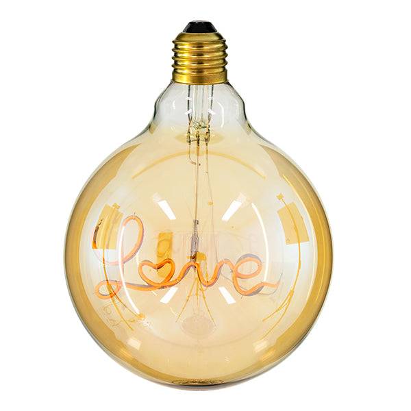 GloboStar® 99252 Λάμπα E27 G125 Deco Soft Letter Love LED FILAMENT 4W 340 lm 320° AC 85-265V Edison Retro με Διάφανο Γυαλί Ultra Θερμό Λευκό 2200 K Dimmable - ledmania.gr