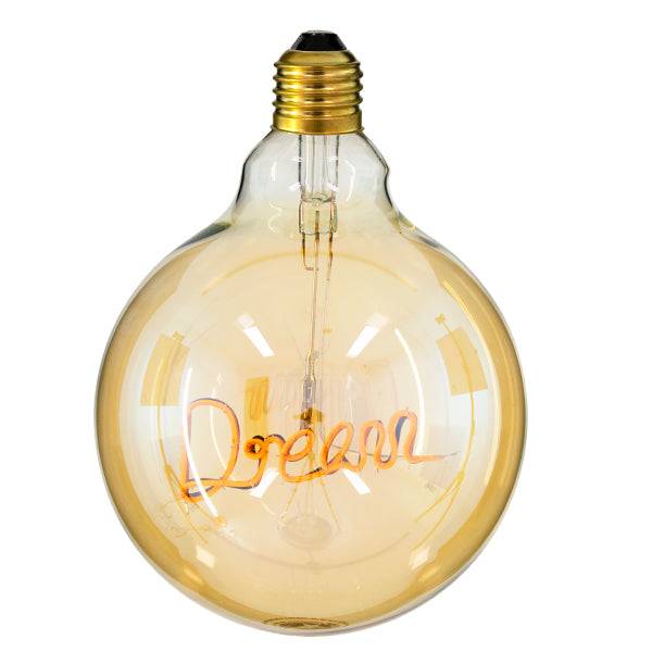 GloboStar® 99255 Λάμπα E27 G125 Deco Soft Letter Dream LED FILAMENT 4W 340 lm 320° AC 85-265V Edison Retro με Διάφανο Γυαλί Ultra Θερμό Λευκό 2200 K Dimmable - ledmania.gr