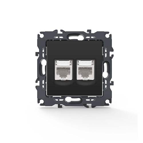PRIME ΠΡΙΖΑ ΔΙΚΤΥΟΥ 2xRJ45 CAT6 UTP IP20 MAT ΑΝΘΡΑΚΙ - ledmania.gr