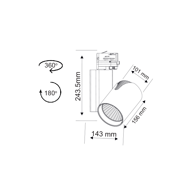 GREY LED TRACK LIGHT 35W 3.000K 4WIRES 24° 2500LM 230V Ra80