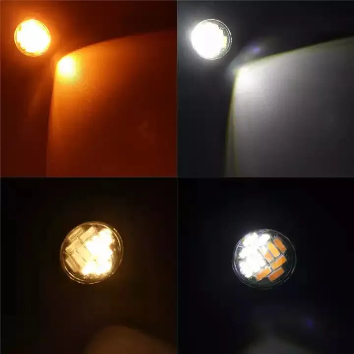 Eagle eye 23mm Διπλό χρώμα πορτοκαλί λευκό 12SMD Led φώτα φλας για κιτ φωτισμού μπροστινής μάσκας Φώτα ημέρας-Σετ 2 τεμ.