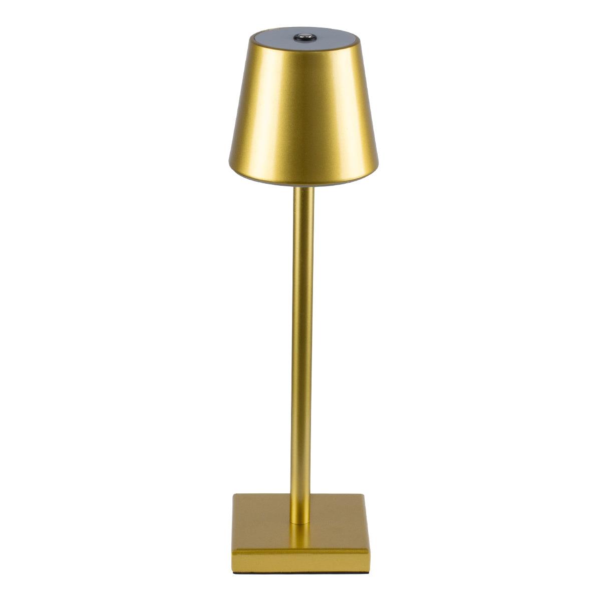 GloboStar® NEGA 60475 Μοντέρνο Επιτραπέζιο Φωτιστικό Πορτατίφ LED 2.2W 154lm 360° DC 5V Επαναφορτιζόμενο με Μπαταρία Li-ion 4000mAh - Διακόπτη Αφής - Θερμό Λευκό 4500K - Dimmable - D10 x H39cm - Χρυσό - ledmania.gr