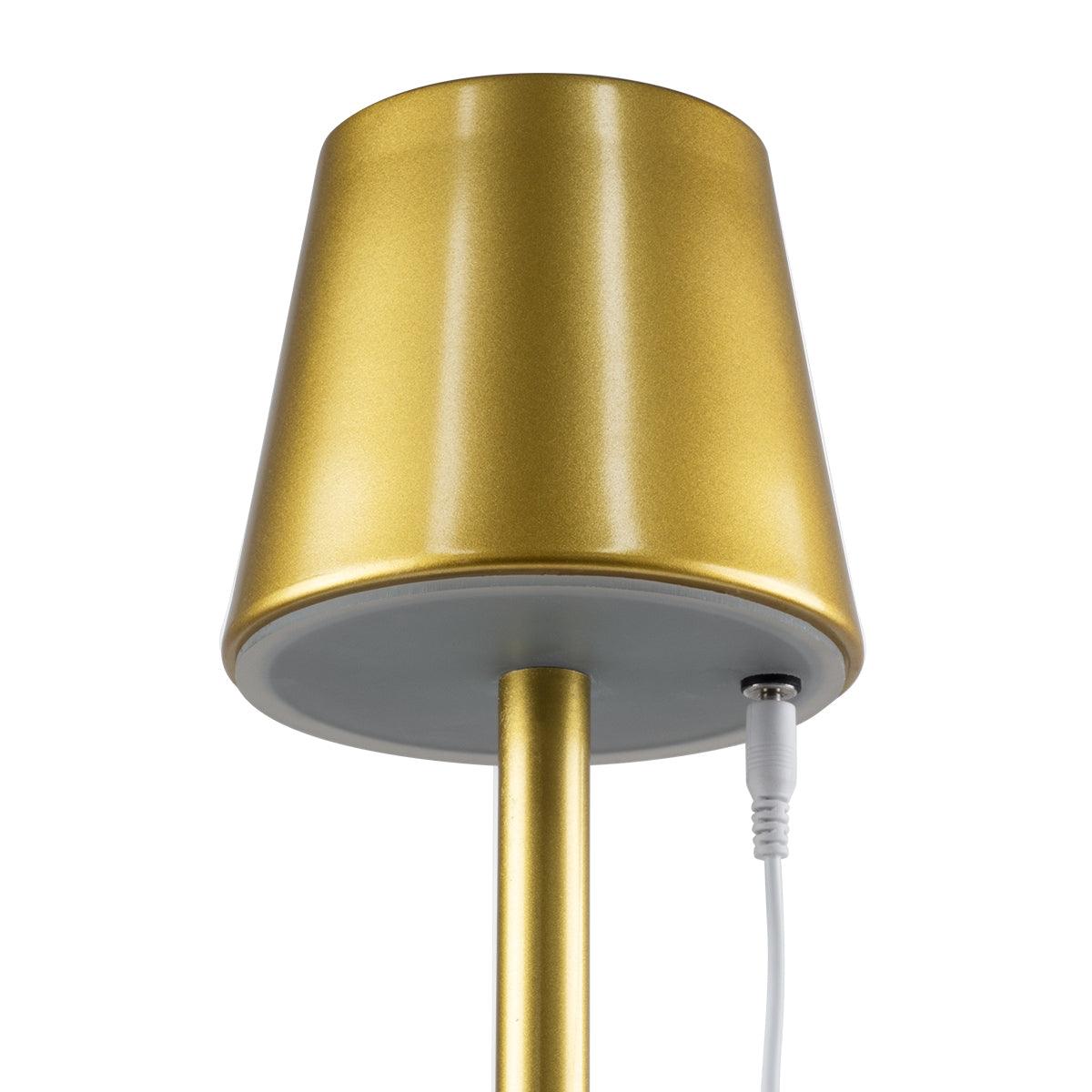 GloboStar® NEGA 60475 Μοντέρνο Επιτραπέζιο Φωτιστικό Πορτατίφ LED 2.2W 154lm 360° DC 5V Επαναφορτιζόμενο με Μπαταρία Li-ion 4000mAh - Διακόπτη Αφής - Θερμό Λευκό 4500K - Dimmable - D10 x H39cm - Χρυσό - ledmania.gr
