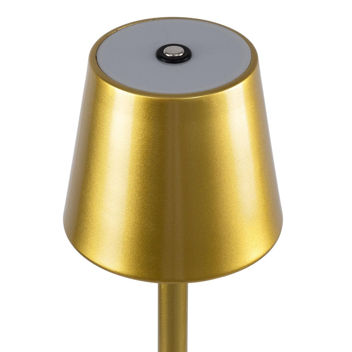 GloboStar® NEGA 60475 Μοντέρνο Επιτραπέζιο Φωτιστικό Πορτατίφ LED 2.2W 154lm 360° DC 5V Επαναφορτιζόμενο με Μπαταρία Li-ion 4000mAh - Διακόπτη Αφής - Θερμό Λευκό 4500K - Dimmable - D10 x H39cm - Χρυσό - ledmania.gr