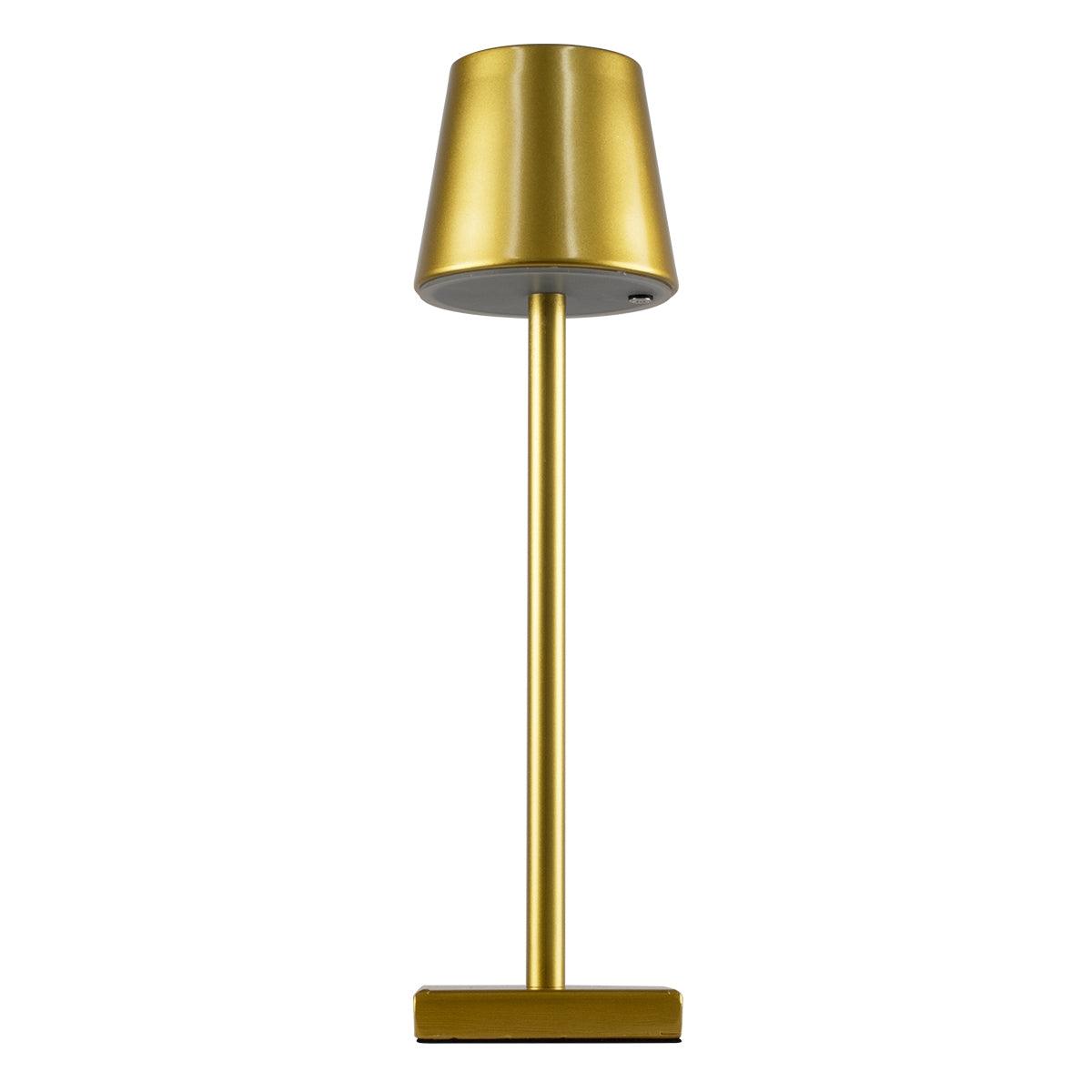 GloboStar® NEGA 60475 Μοντέρνο Επιτραπέζιο Φωτιστικό Πορτατίφ LED 2.2W 154lm 360° DC 5V Επαναφορτιζόμενο με Μπαταρία Li-ion 4000mAh - Διακόπτη Αφής - Θερμό Λευκό 4500K - Dimmable - D10 x H39cm - Χρυσό - ledmania.gr