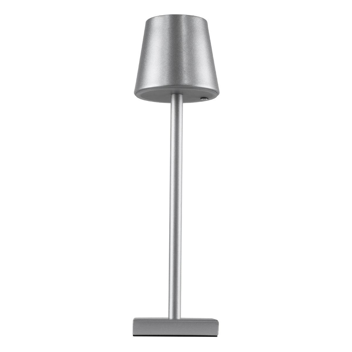 GloboStar® NEGA 60476 Μοντέρνο Επιτραπέζιο Φωτιστικό Πορτατίφ LED 2.2W 154lm 360° DC 5V Επαναφορτιζόμενο με Μπαταρία Li-ion 4000mAh - Διακόπτη Αφής - Θερμό Λευκό 4500K - Dimmable - D10 x H39cm - Ασημί - ledmania.gr