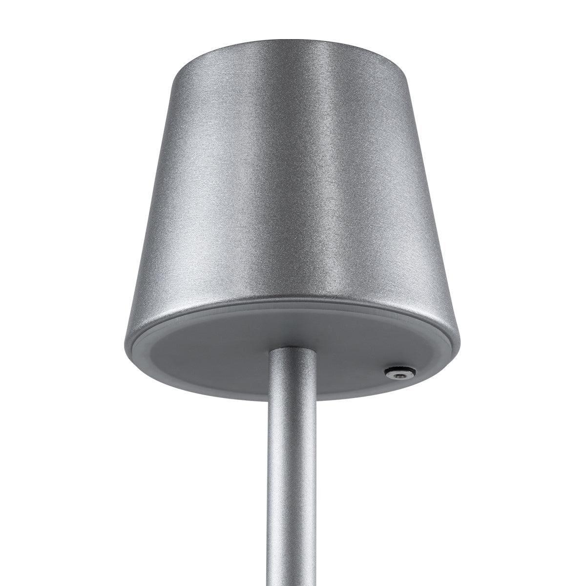 GloboStar® NEGA 60476 Μοντέρνο Επιτραπέζιο Φωτιστικό Πορτατίφ LED 2.2W 154lm 360° DC 5V Επαναφορτιζόμενο με Μπαταρία Li-ion 4000mAh - Διακόπτη Αφής - Θερμό Λευκό 4500K - Dimmable - D10 x H39cm - Ασημί - ledmania.gr