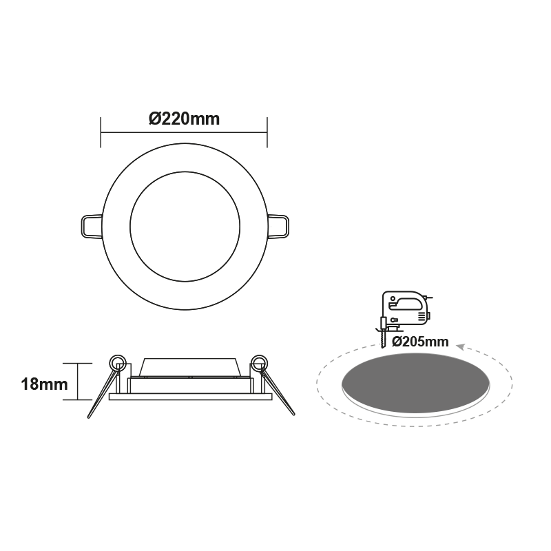 LED PANEL WHITE ROUND 22W 6500K 2400Lm  Φ220 230V AC Ra80