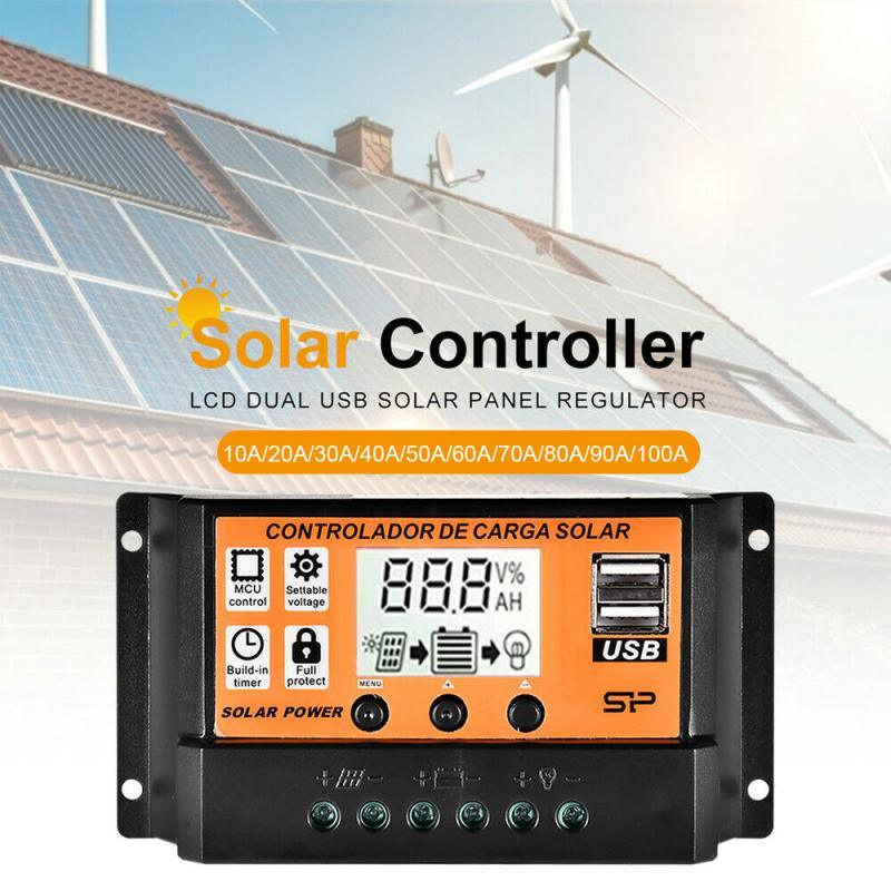 MPPT/PWM-30A 12/24v Ρυθμιστής Φόρτισης ηλιακού πάνελ Αυτόματη οθόνη LCD Solar Charge Controller  διπλής θύρας USB-1τεμ. - ledmania.gr