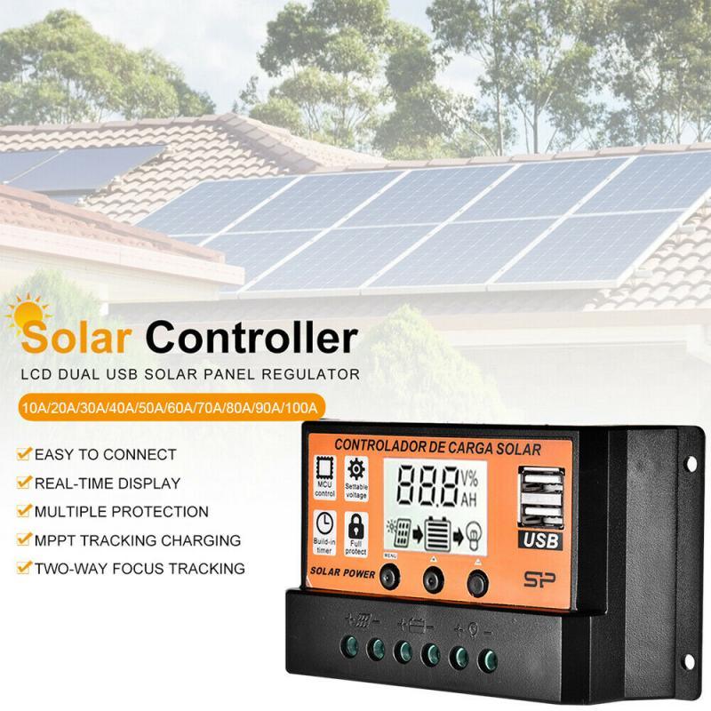 MPPT/PWM-30A 12/24v Ρυθμιστής Φόρτισης ηλιακού πάνελ Αυτόματη οθόνη LCD Solar Charge Controller  διπλής θύρας USB-1τεμ. - ledmania.gr