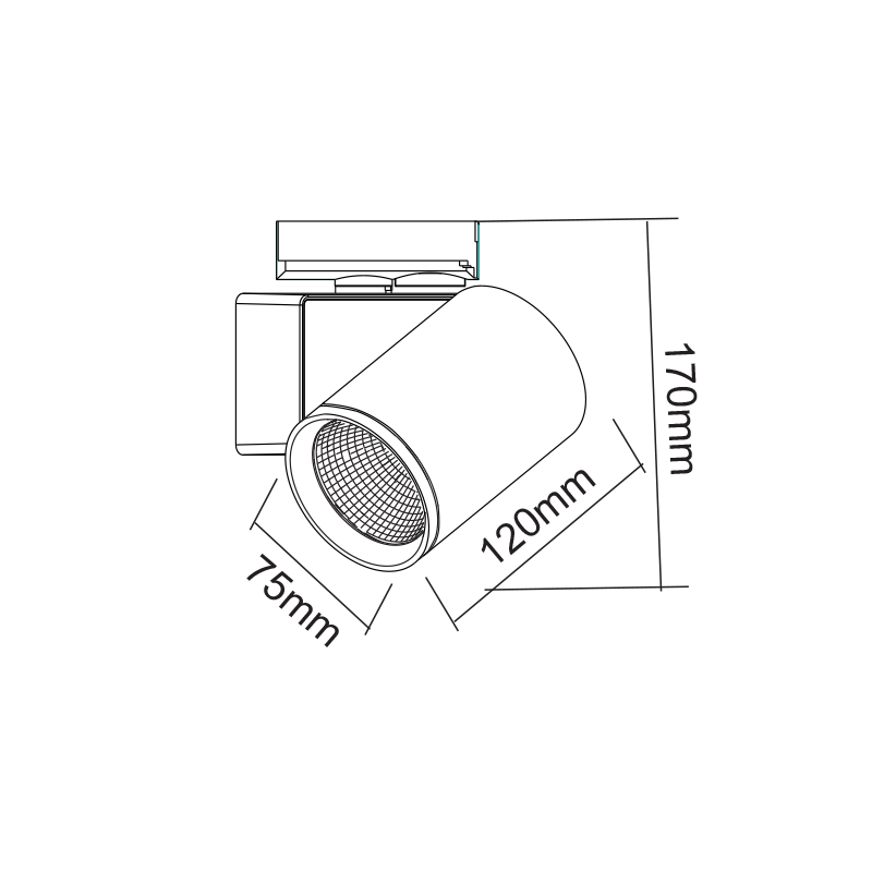 GREY LED TRACK LUMINAIRE 20W 3000K 1-PHASE 34° 2000LM 230V AC Ra80 - ledmania.gr
