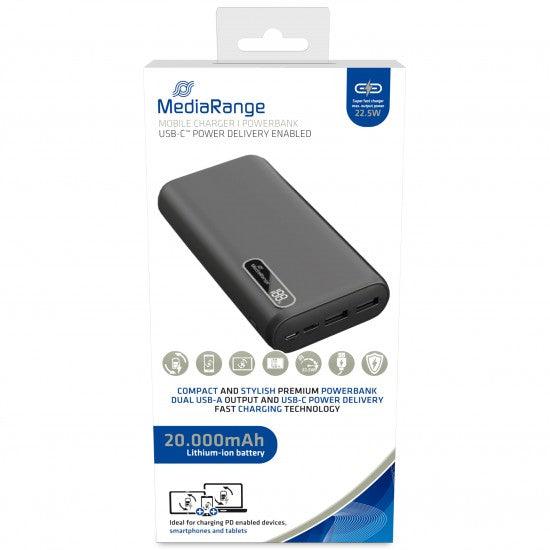 MediaRange Mobile charger I Powerbank 20.000mAh LCD, 2x USB-A and 1x USB-C (MR756) - ledmania.gr