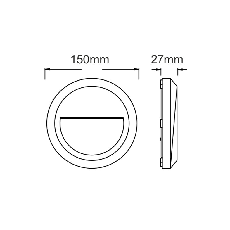 LED WALL ROUND LUMINAIRE GREY 230V AC IP65 1.5W 3000K 100LM RA80