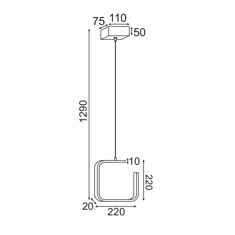^ΚΡΕΜΑΣΤΟ Φ/Σ LED 8W 3000K 780LM ΛΕΥΚΟ ΜΕΤΑΛΛΙΚΟ 22X11XH129CM EUCLID1 - ledmania.gr