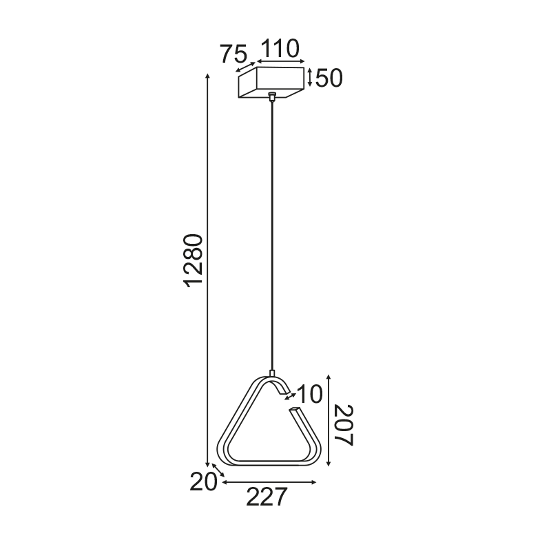 ^ΚΡΕΜΑΣΤΟ Φ/Σ LED 7W 3000K 725LM ΜΑΥΡΟ ΜΕΤΑΛΛΙΚΟ 23X11XH128CM EUCLID2 - ledmania.gr