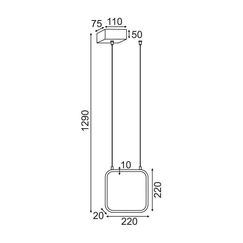^ΚΡΕΜΑΣΤΟ Φ/Σ LED 9W 3000K 870LM ΛΕΥΚΟ ΜΕΤΑΛΛΙΚΟ 22X11XH129CM SYMETRIA - ledmania.gr