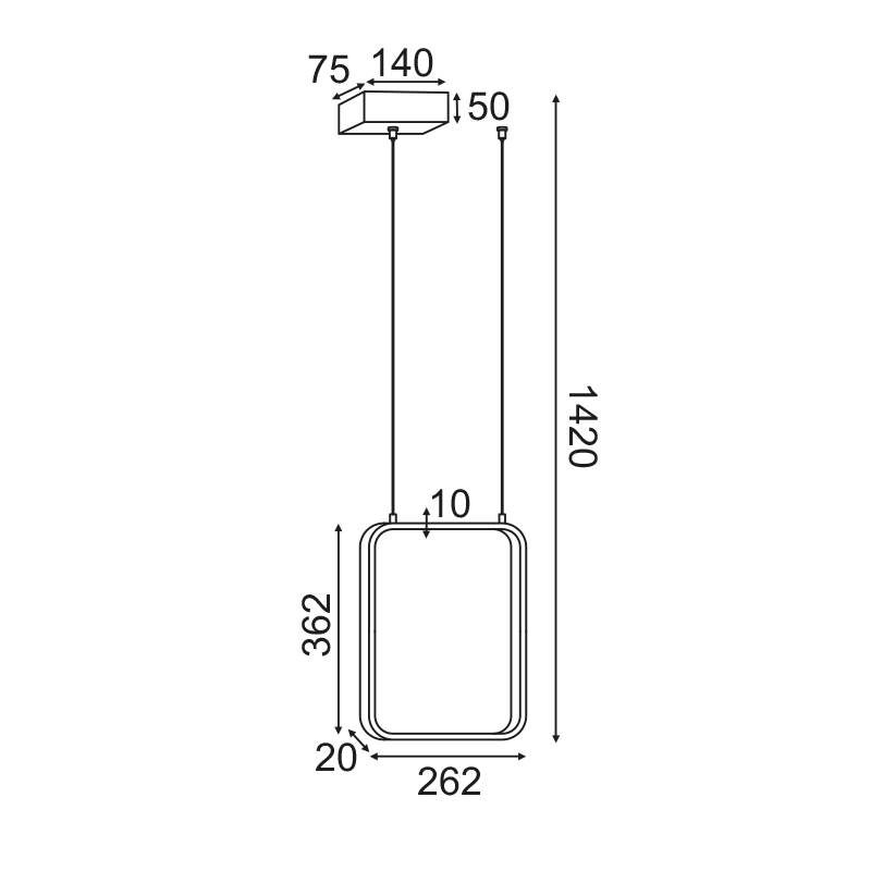 ^ΚΡΕΜΑΣΤΟ Φ/Σ LED 15W 3000K 1390LM ΛΕΥΚΟ ΜΕΤΑΛΛΙΚΟ 26X14XH142CM SYMETRIA - ledmania.gr