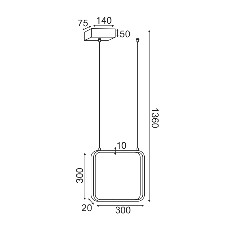 ^ΚΡΕΜΑΣΤΟ Φ/Σ LED 14W 3000K 1330LM ΛΕΥΚΟ ΜΕΤΑΛΛΙΚΟ 30X14XH136CM SYMETRIA - ledmania.gr