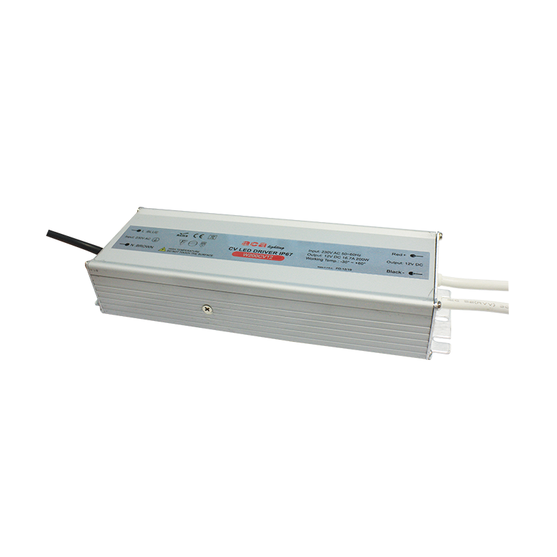 ^METAL CV LED DRIVER 200W 230V AC-12V DC 16.7A IP67 WITH CABLES